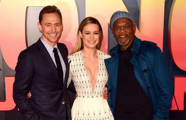 Tom Hiddleston, Brie Larson and Samuel L. Jackson