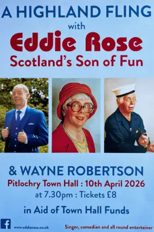 A Highland Fling With Eddie Rose — event artwork at Pitlochry Town Hall