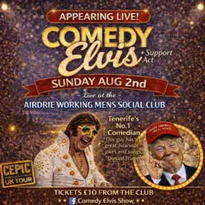 Comedy Elvis Show — event artwork at Airdrie Working Mens Club